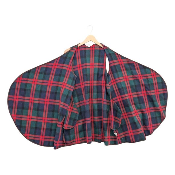 Davi & Dani Plaid Wrap Cardigan Womens Red Green Blue Open Front Sleeveless Sz S - Picture 4 of 14